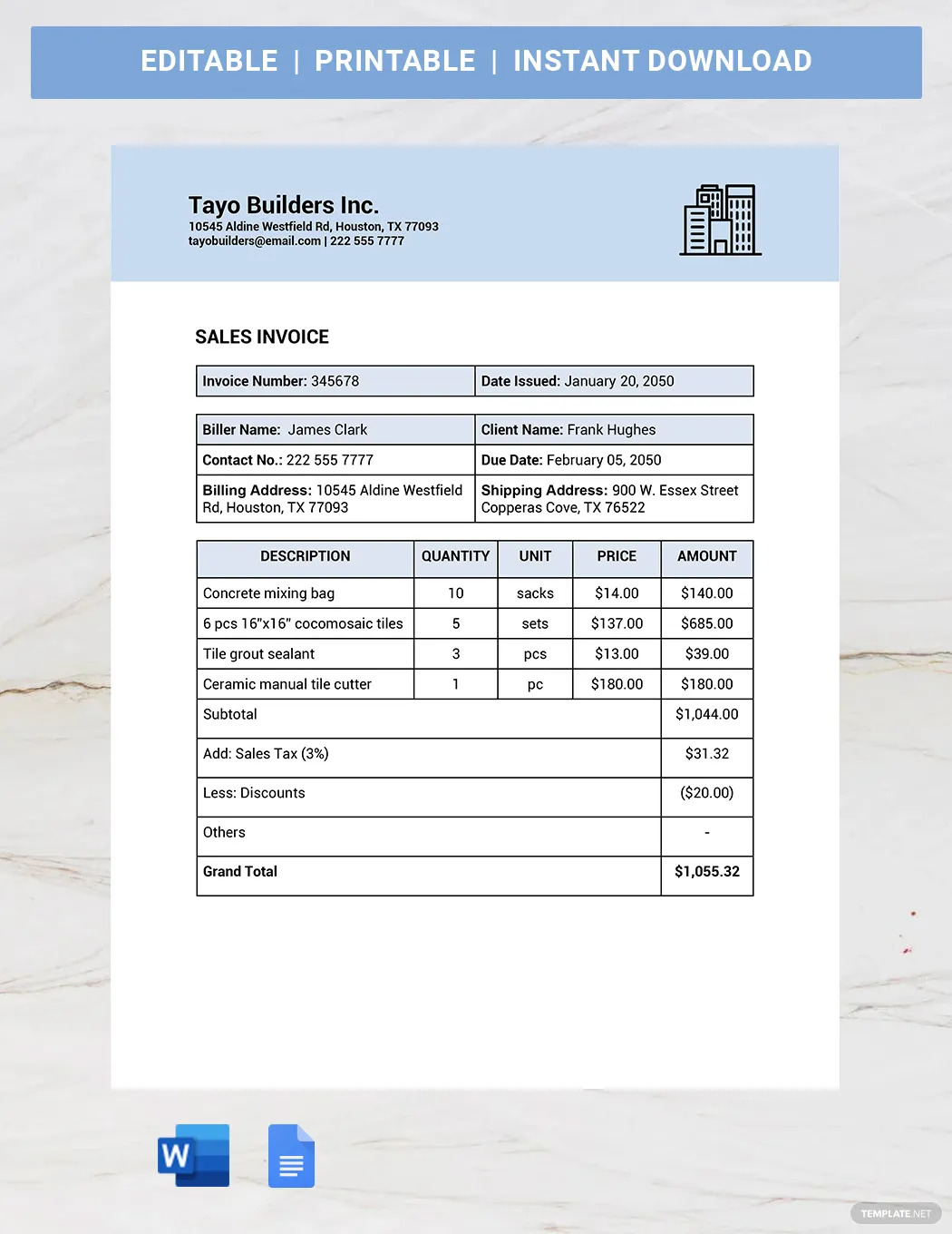 construction invoice book ideas and examples