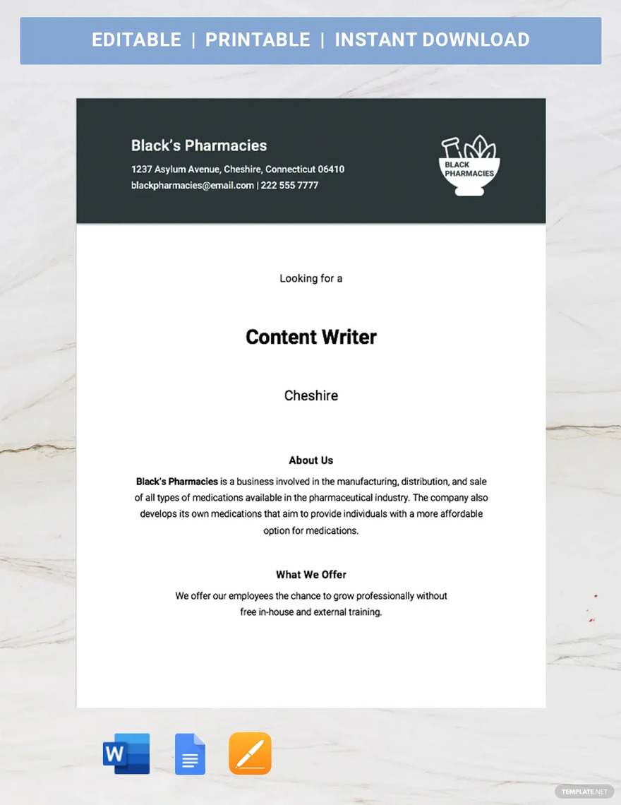 content writer job advertisement template ideas and examples
