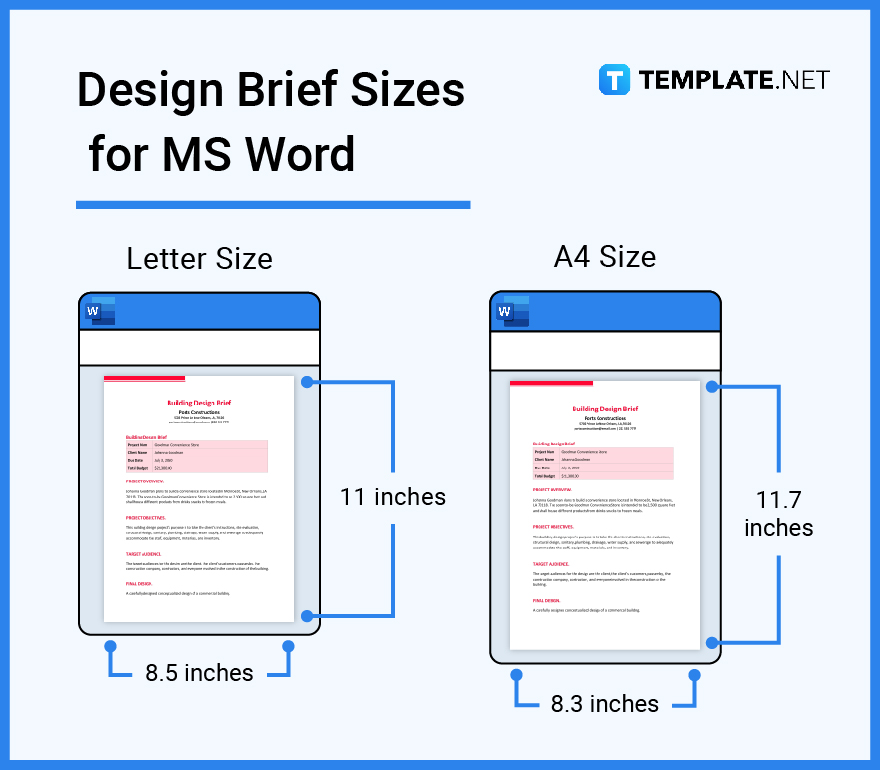 design brief sizes for ms word