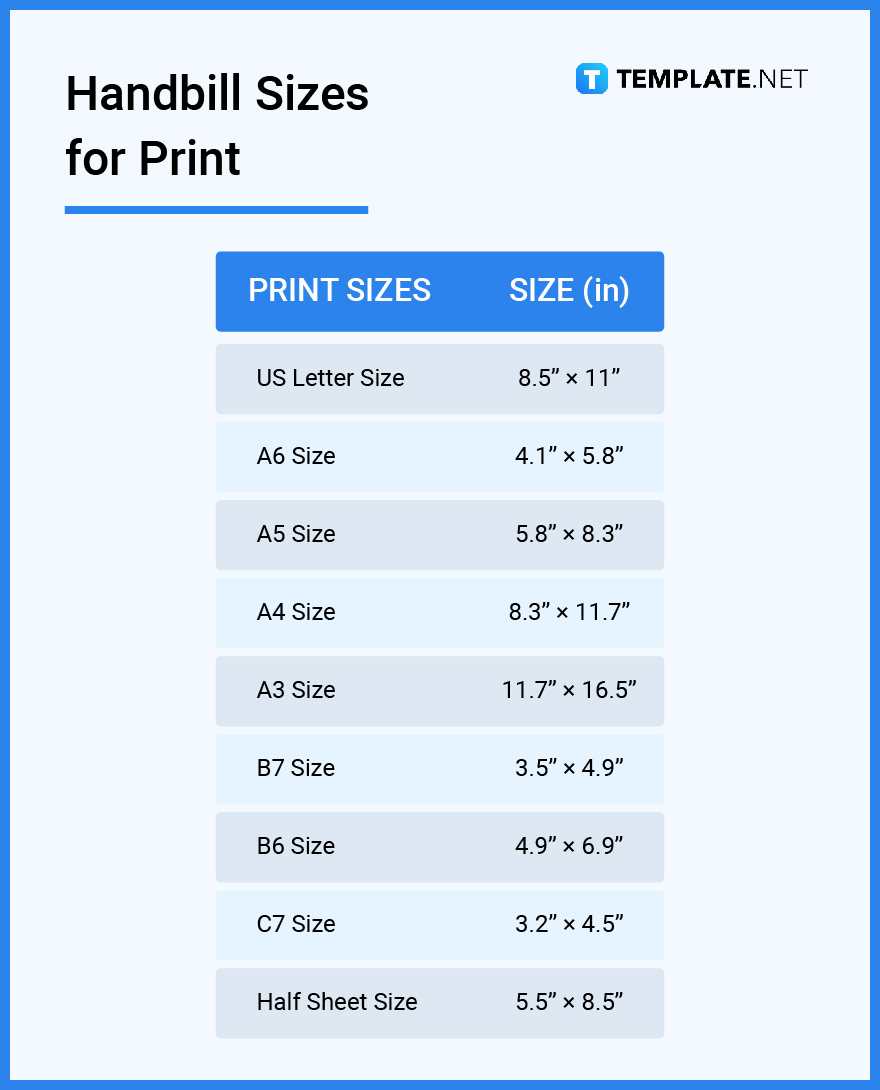 handbill sizes for print