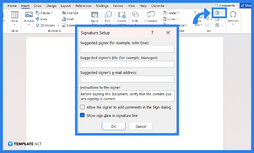 how to add signature in microsoft word step
