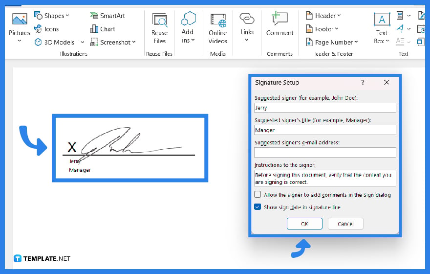 how to add signature in microsoft word step