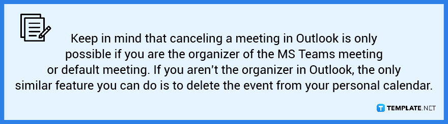 how to cancel a microsoft teams meeting in outlook note