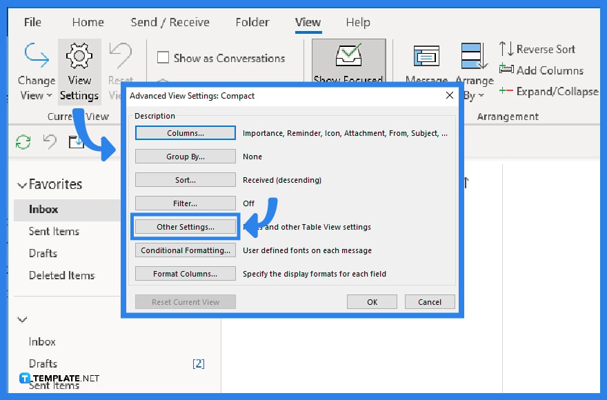 how to change display on microsoft outlook step