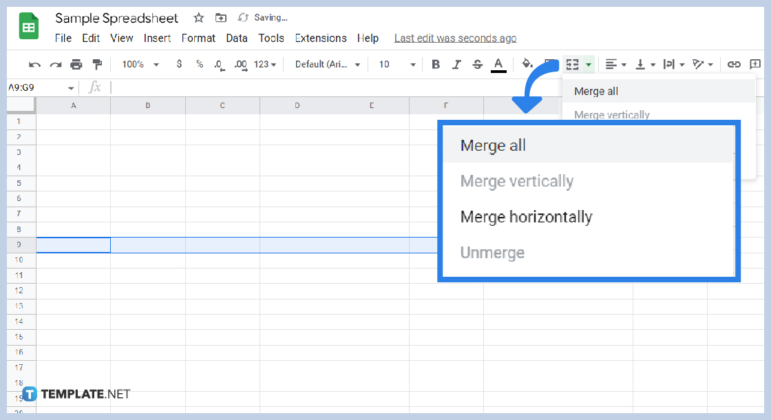 how to merge combine cells in google sheets step