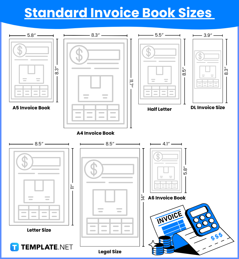invoice book sizes