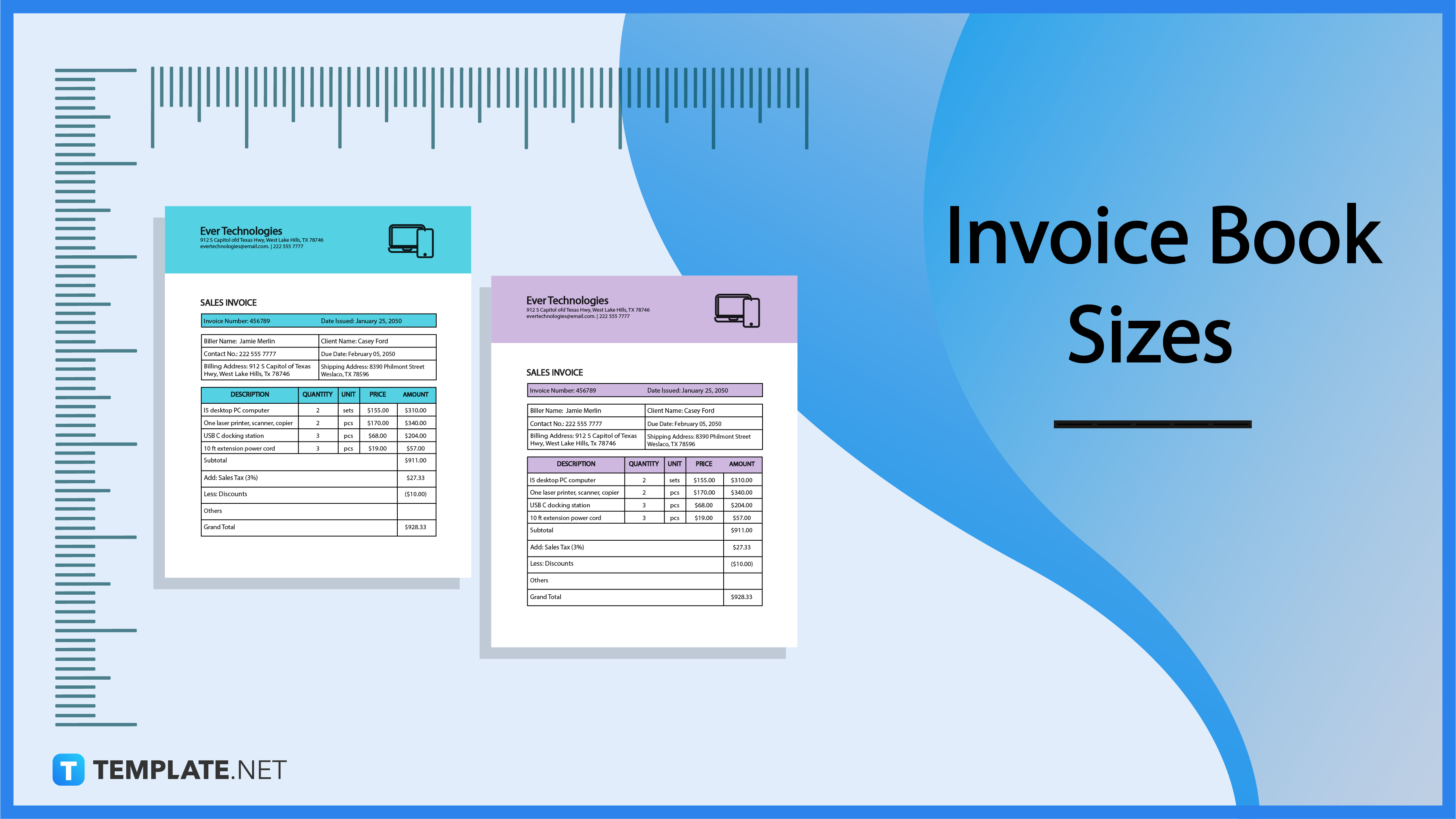 Invoice Book Sizes