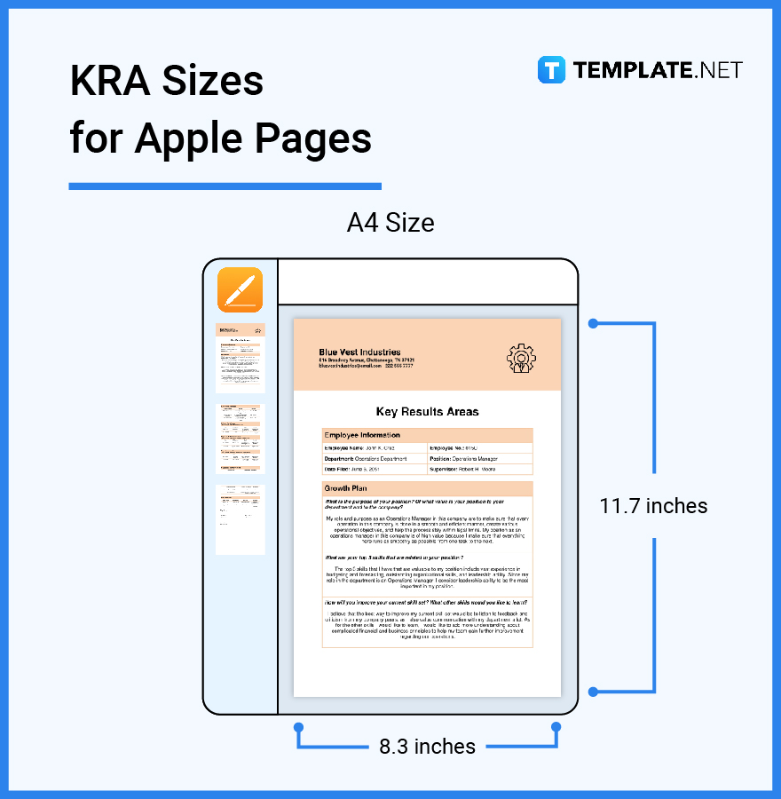 kra sizes for apple pages
