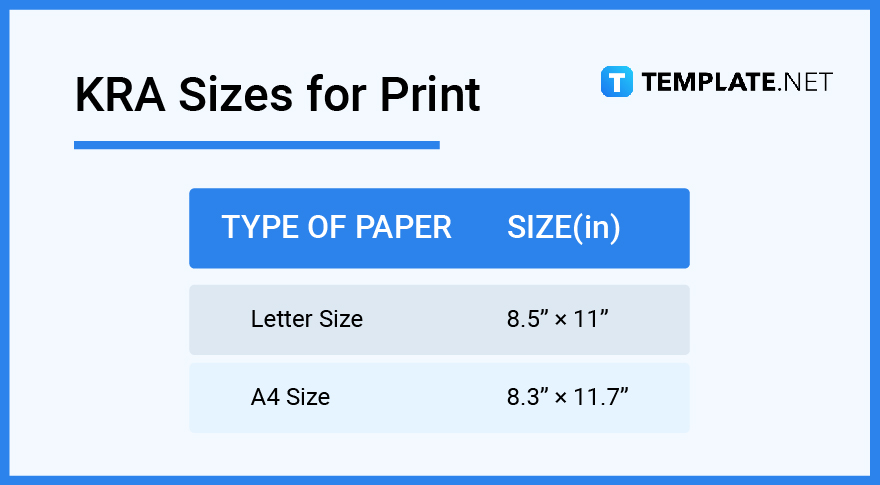 kra sizes for print
