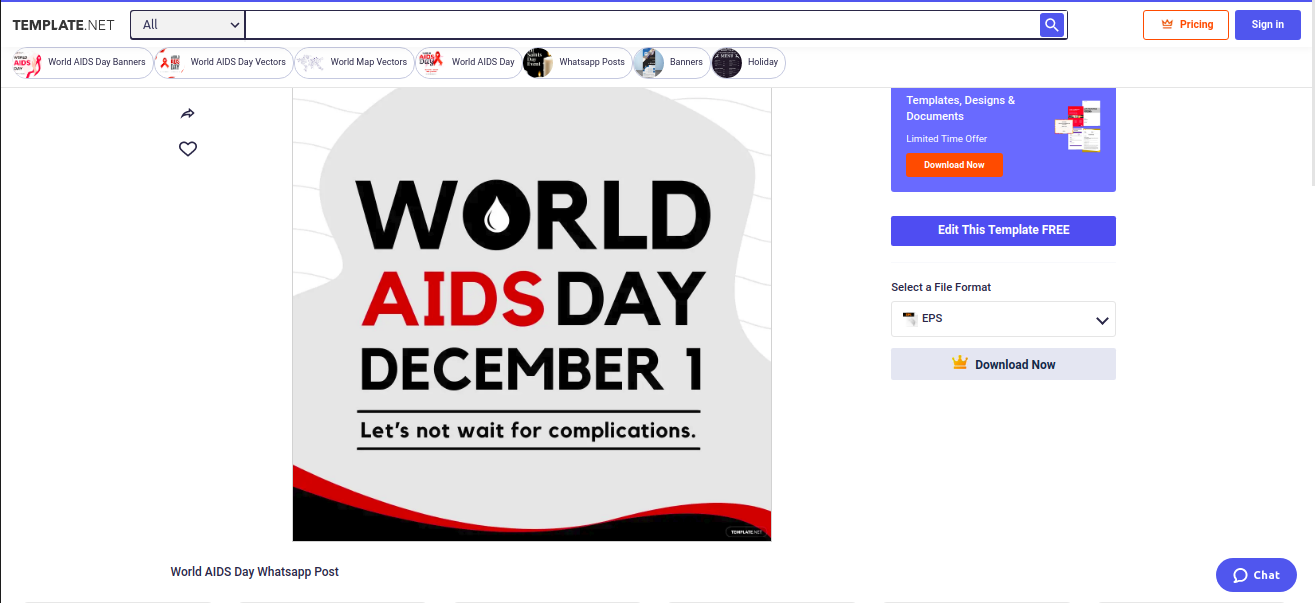 look for a well crafted world aids day whatsapp post template