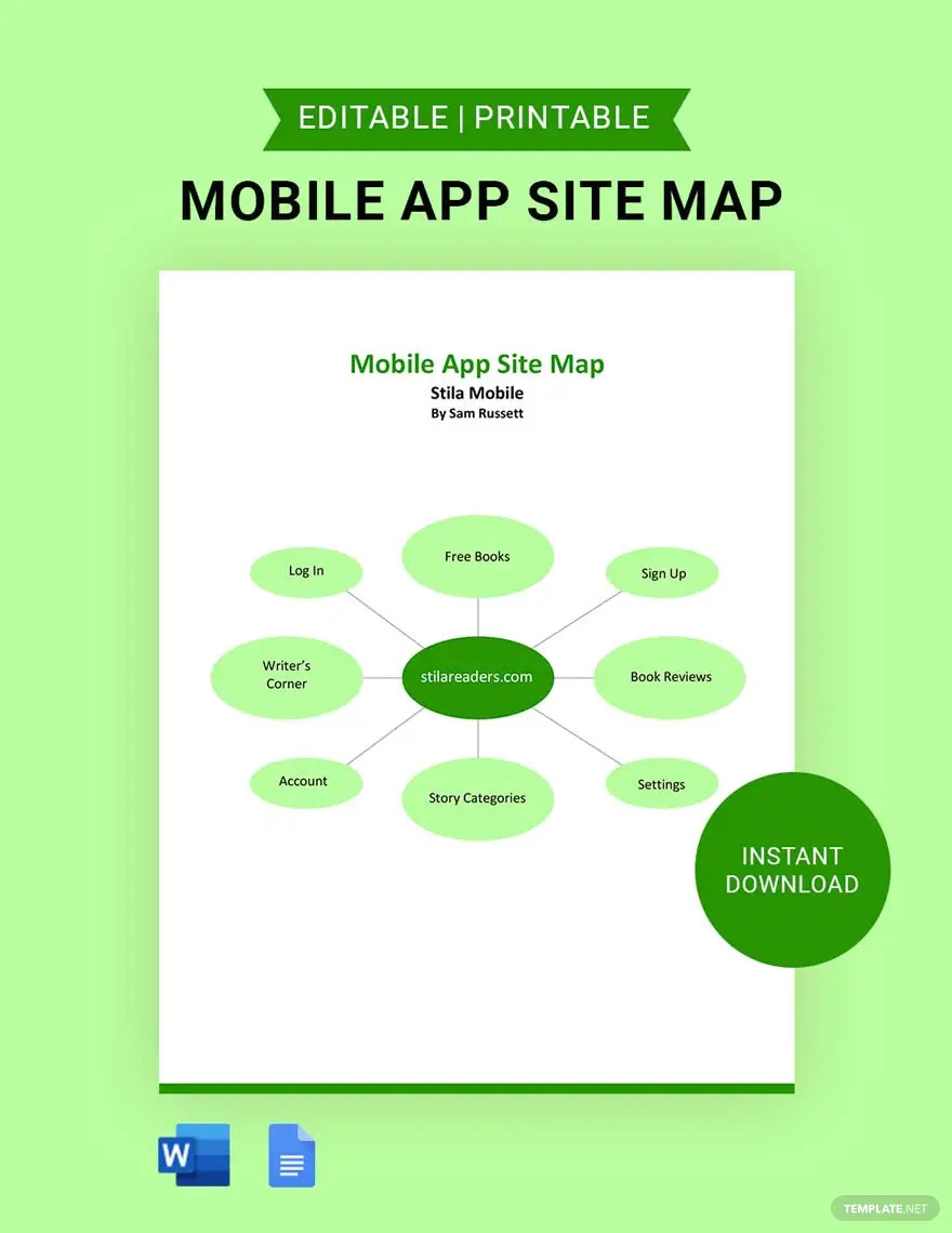 plan du site de l'application mobile