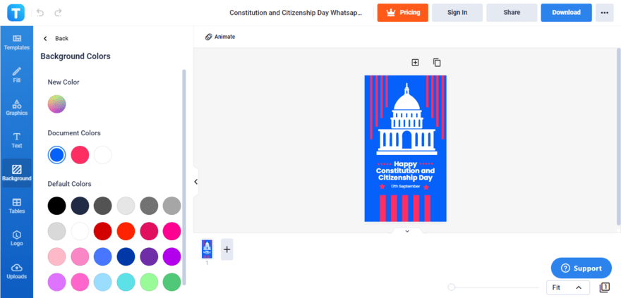 modify the background color of the constitution and citizenship day template