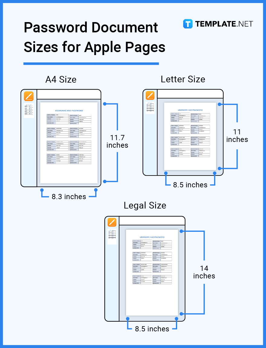 password document sizes for apple pages