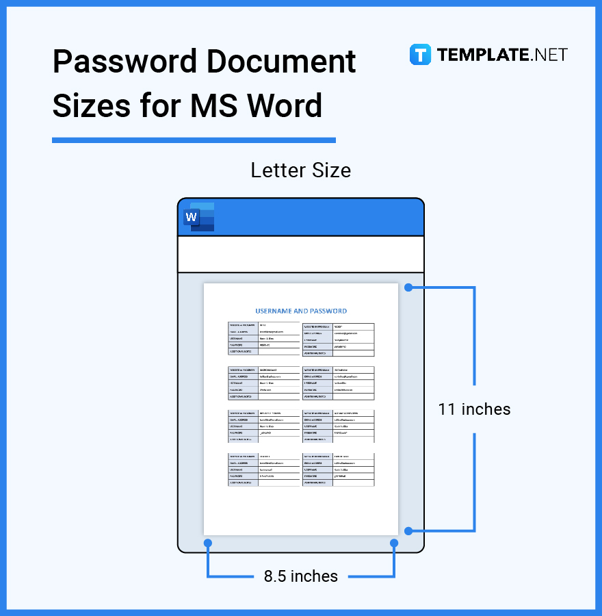 password document sizes for ms word