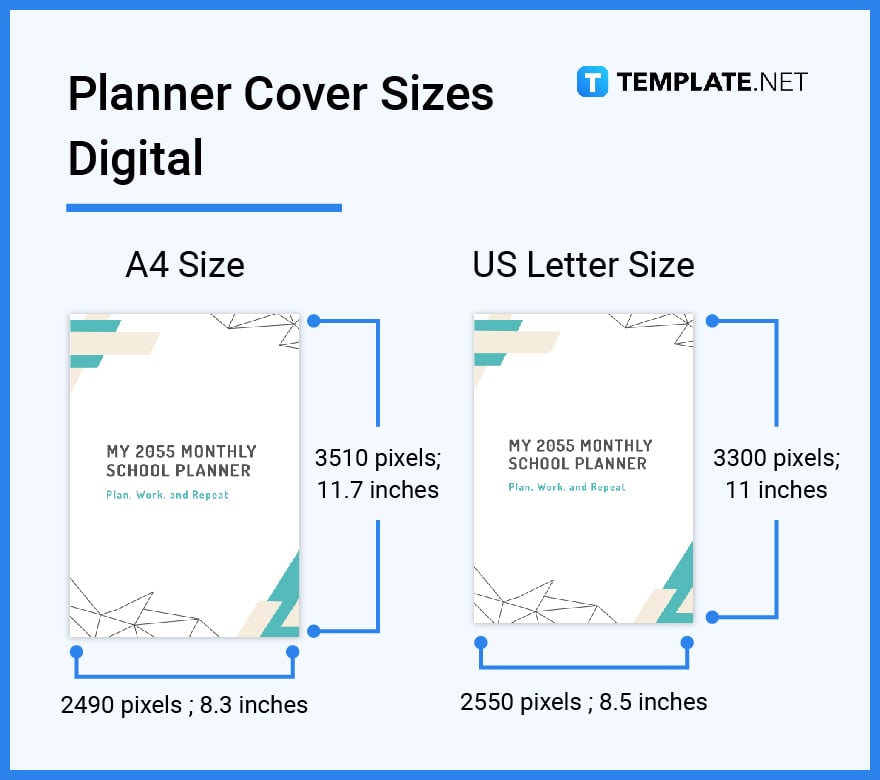 planner cover sizes digital