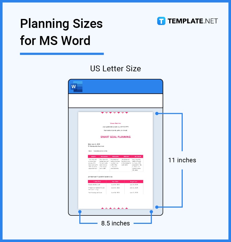 planning sizes for ms word
