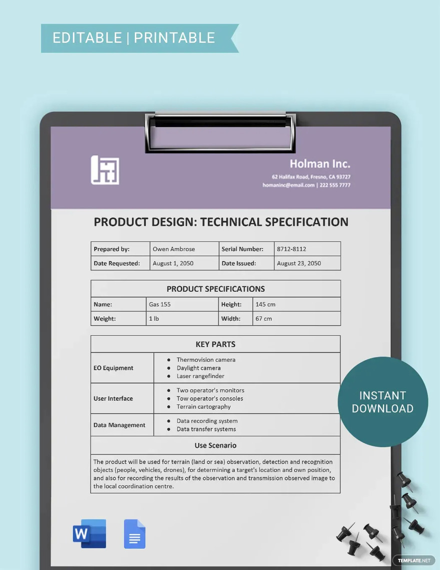 Technical Specification Ideas - Examples 2022