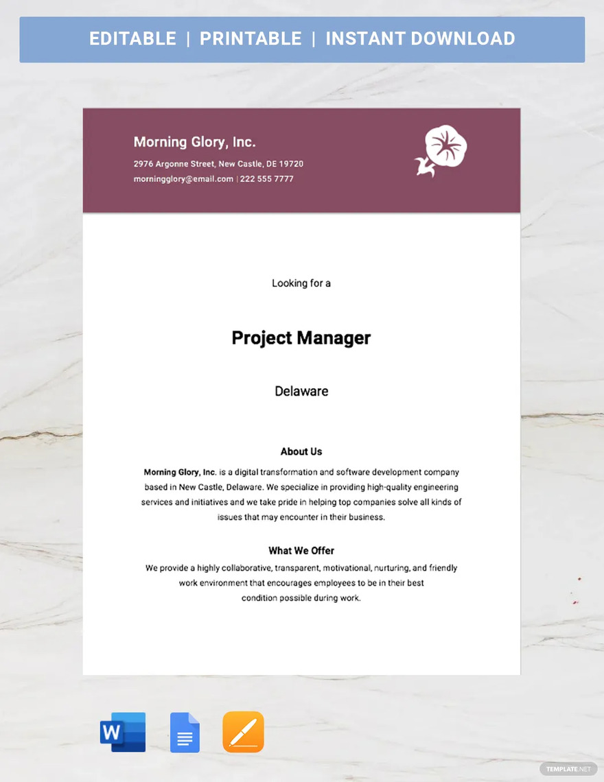 project manager job advertisement template ideas and examples