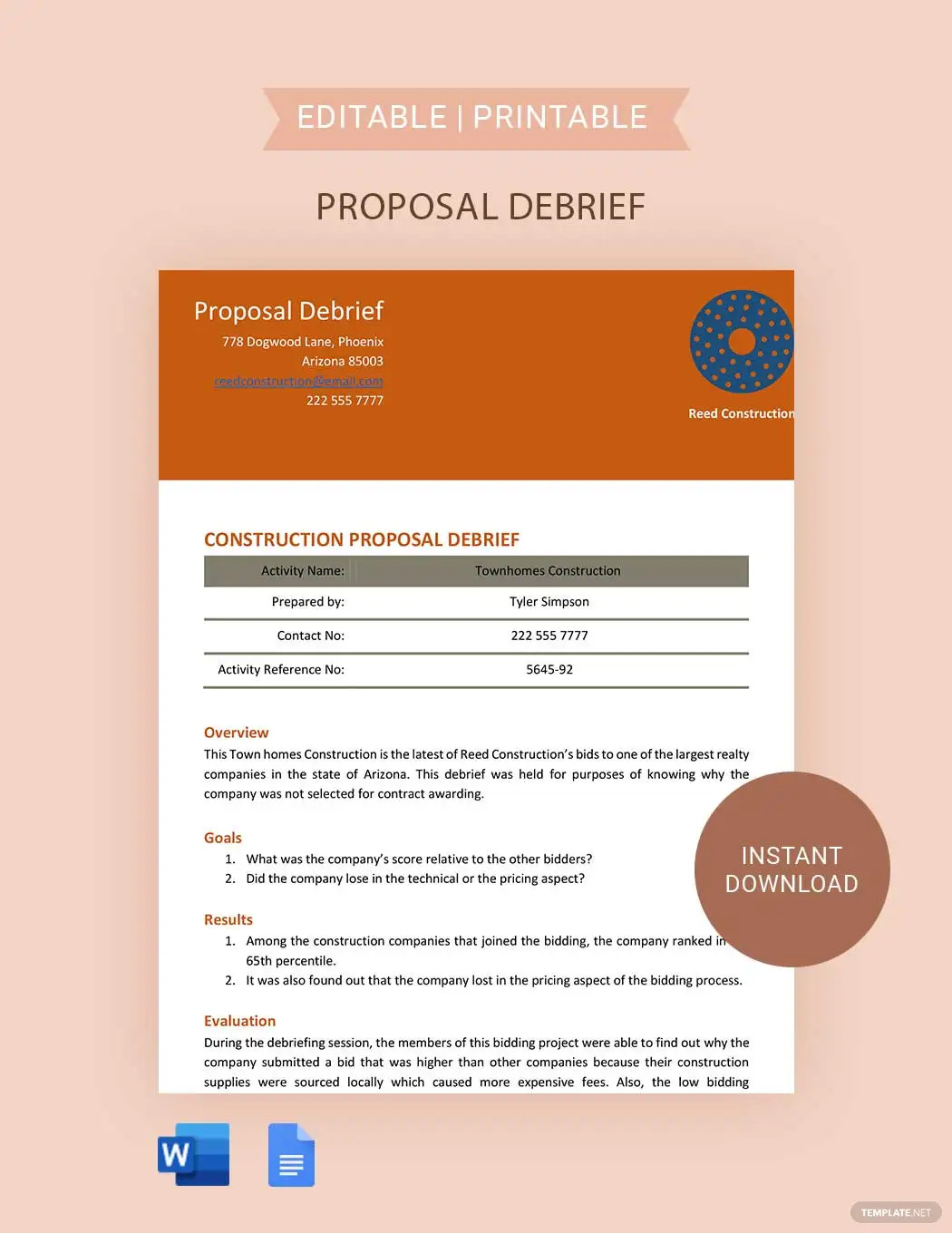 proposal debrief ideas and examples