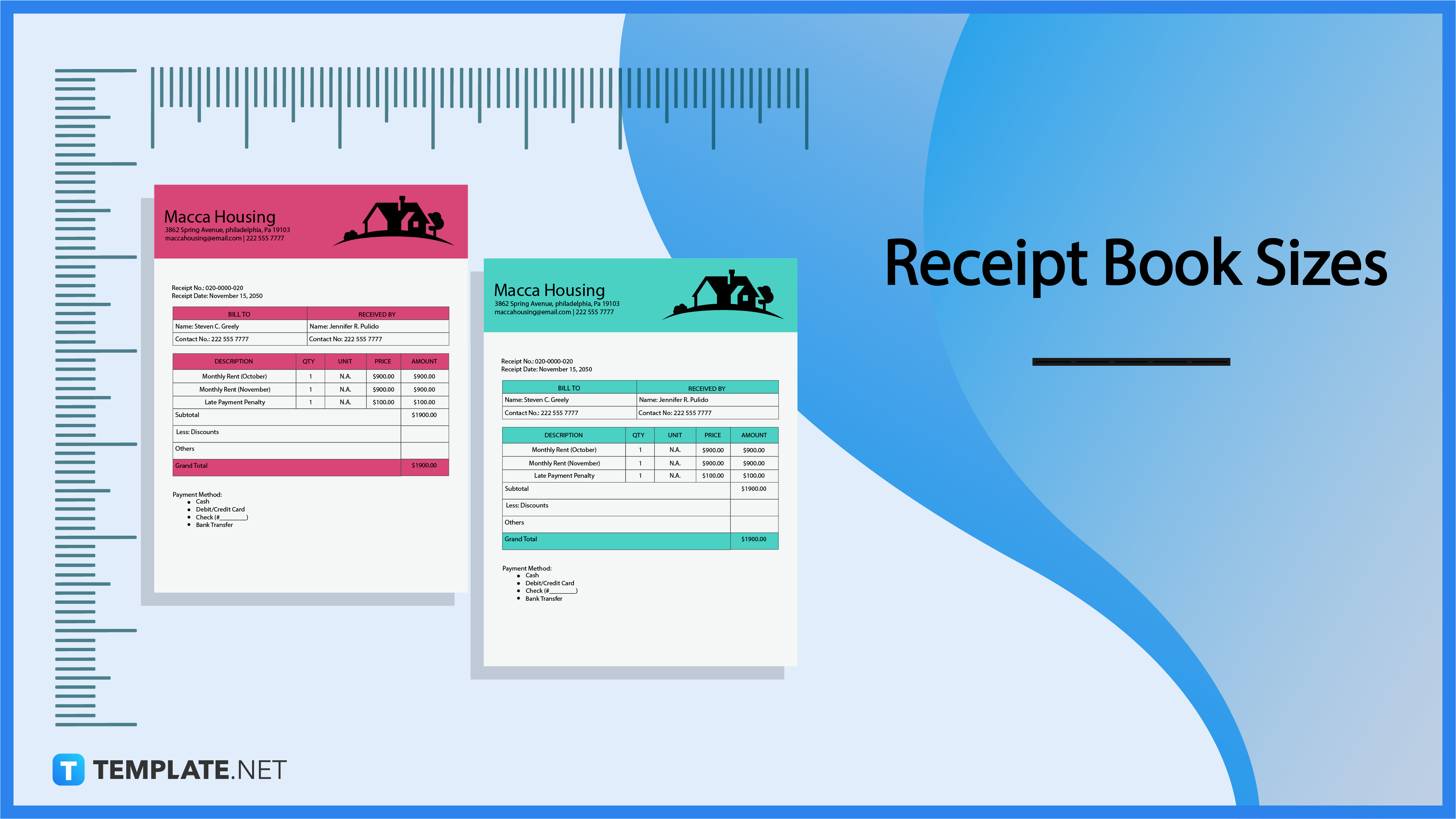 Receipt Book Size Dimension Inches Mm Cms Pixel