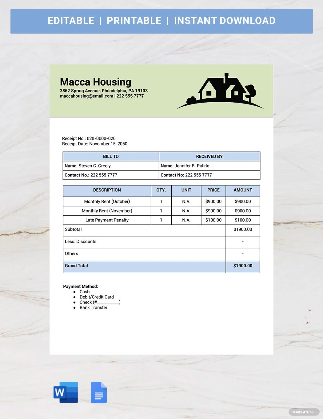 rent receipt book ideas and examples