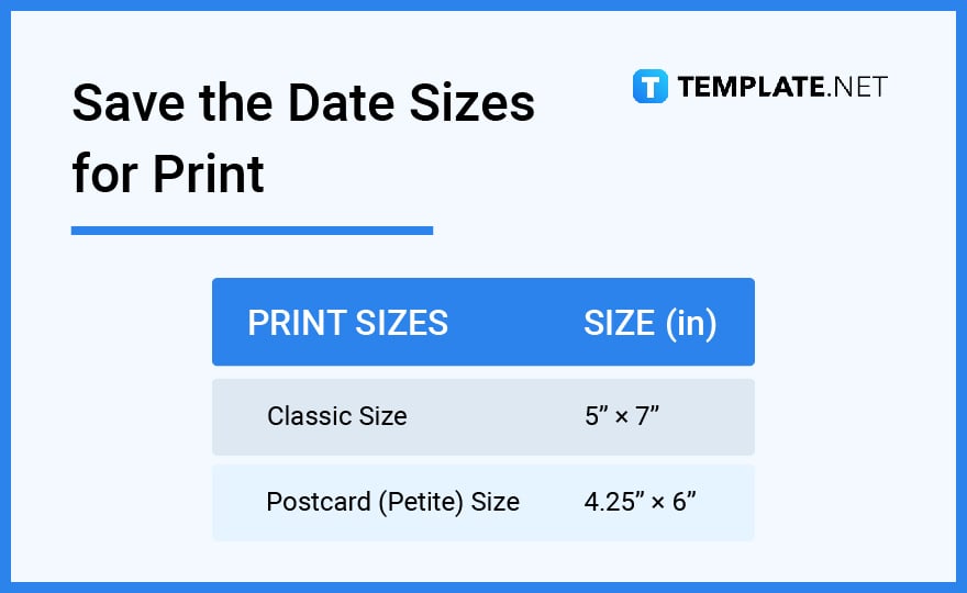 save the date sizes for print