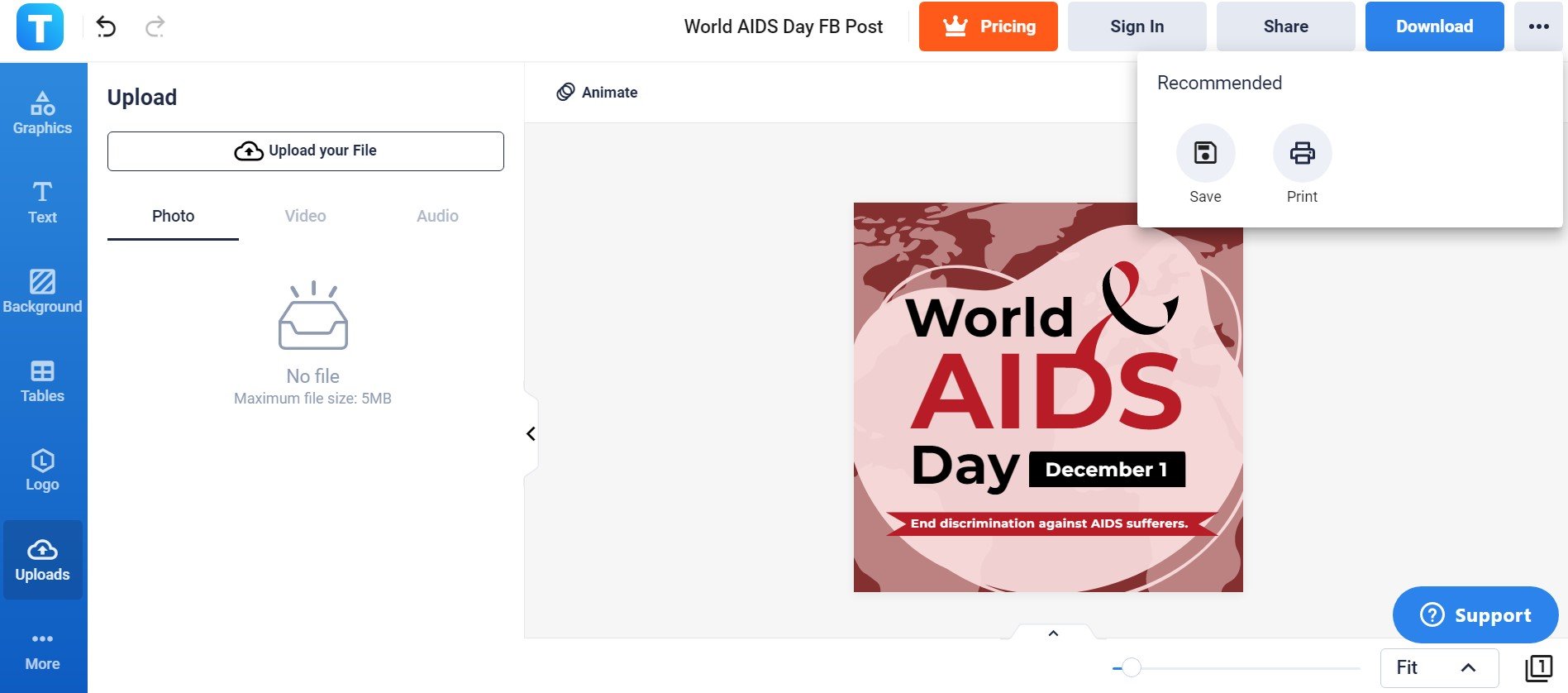 save the world aids day fb post