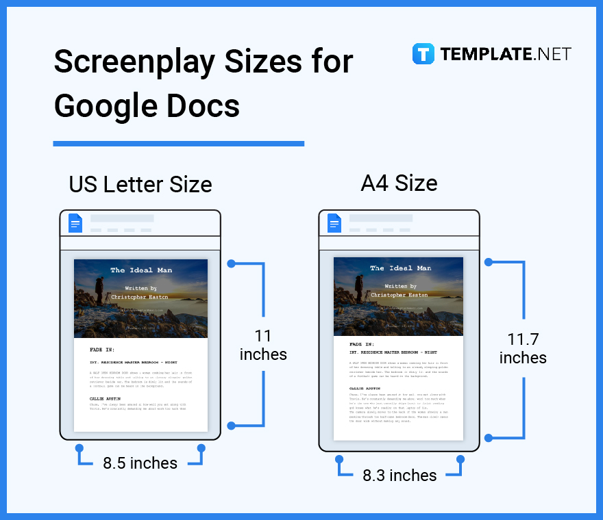 screenplay sizes for google docs