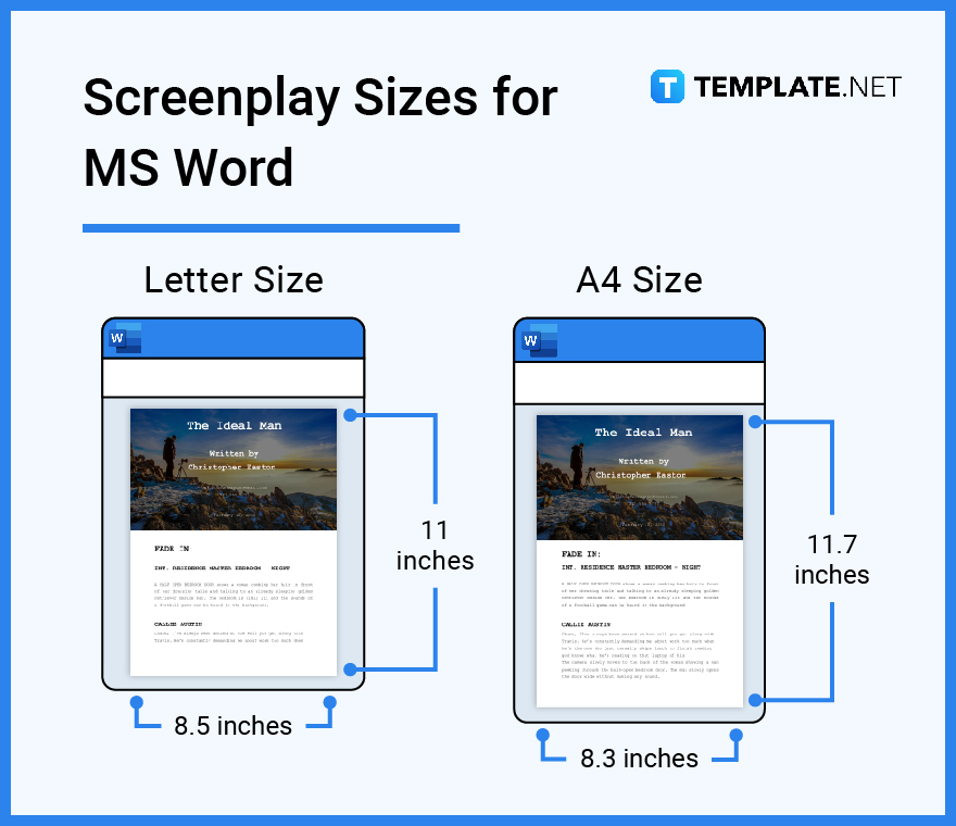 screenplay sizes for ms word