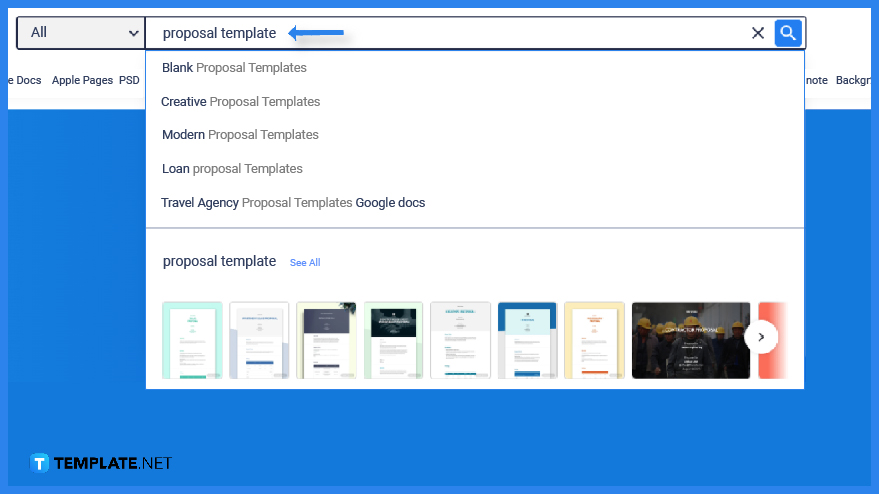 search for a proposal template step