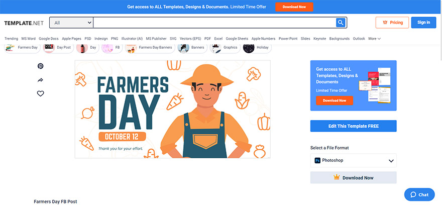 select a farmers day fb post template