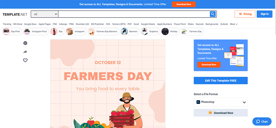 select a farmers day instagram post template