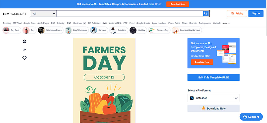 select a farmers day whatsapp post template