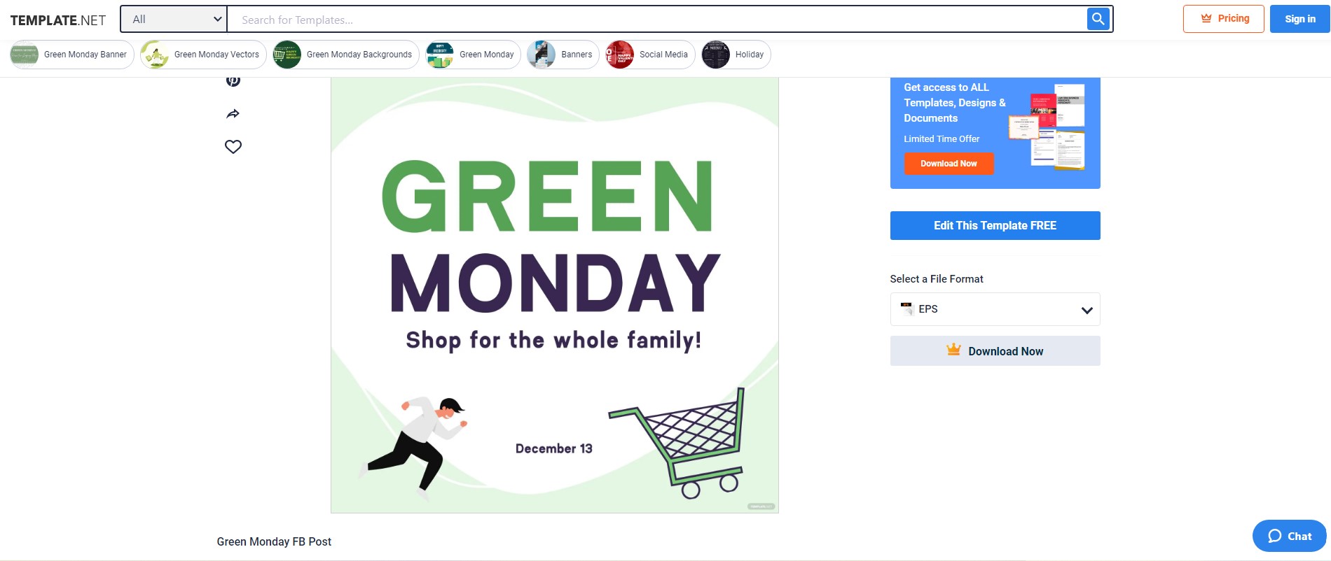 select a green monday fb post template