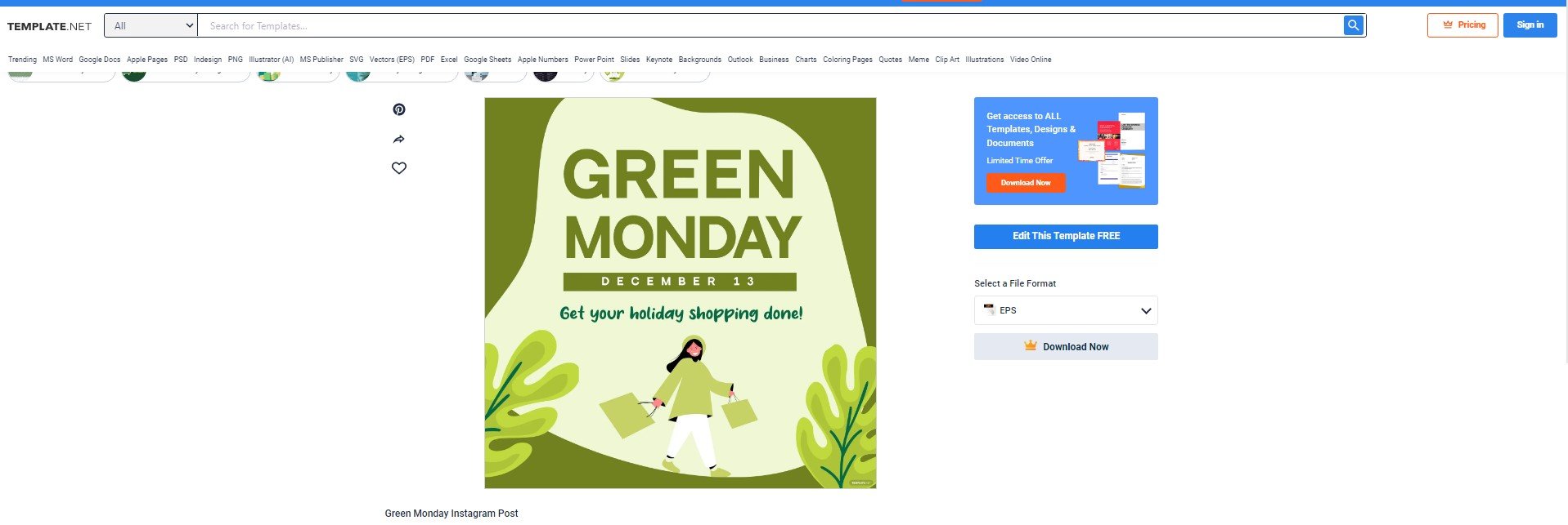 select a green monday instagram post template