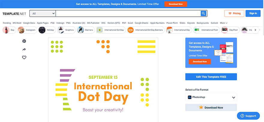 select an international dot day instagram post template