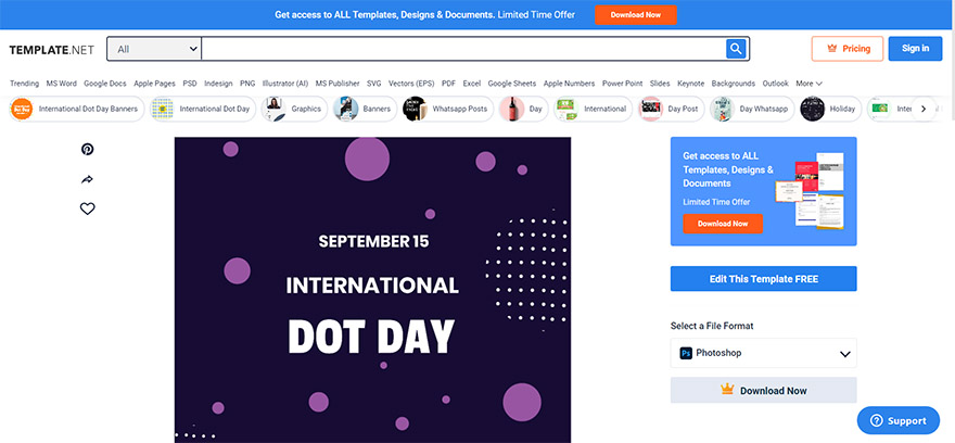 select an international dot day whatsapp post template