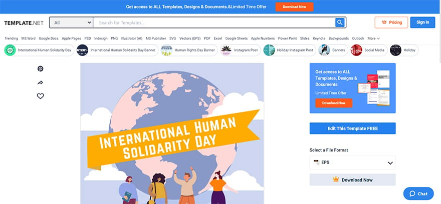 select an international human solidarity day instagram post template