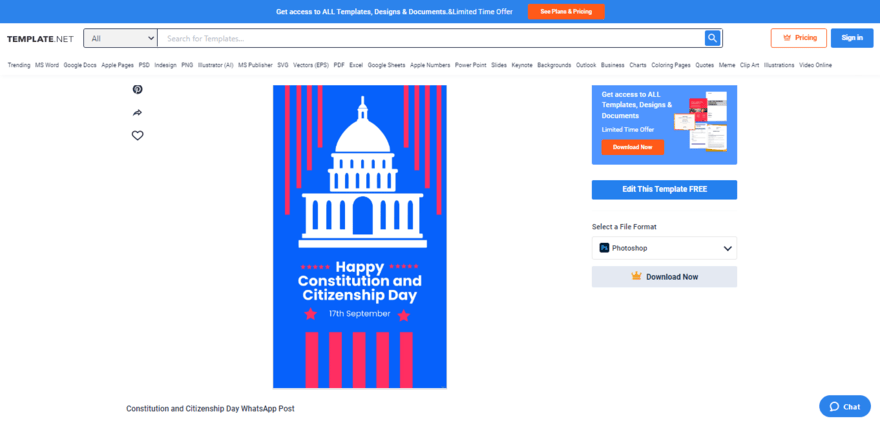 select an elegant constitution and citizenship day whatsapp post template