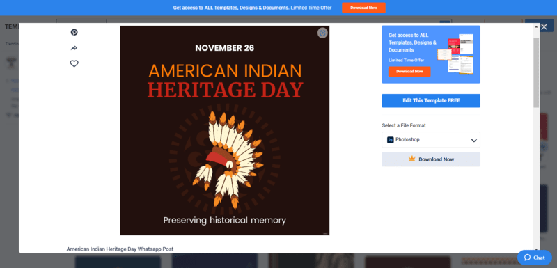 select an excellent american indian heritage day whatsapp post template