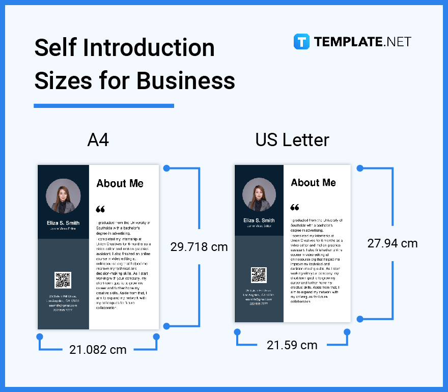 self introduction sizes for business