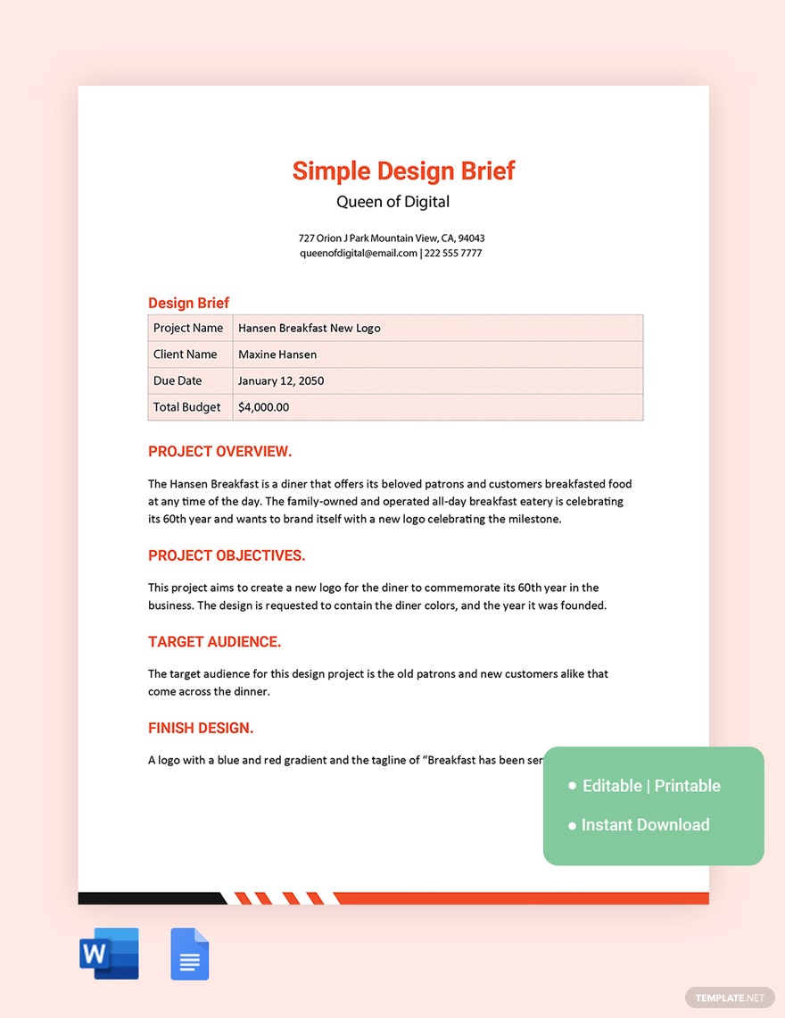 simple design brief ideas and examples