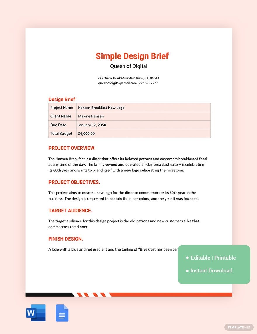 simple design brief