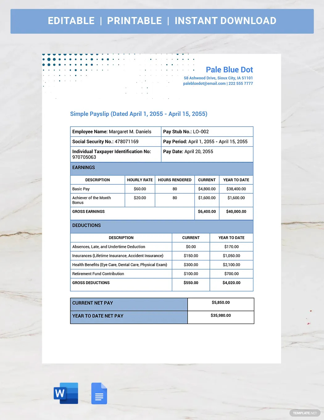 simple payslip ideas and examples