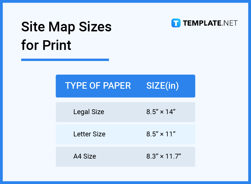 site map sizes for print