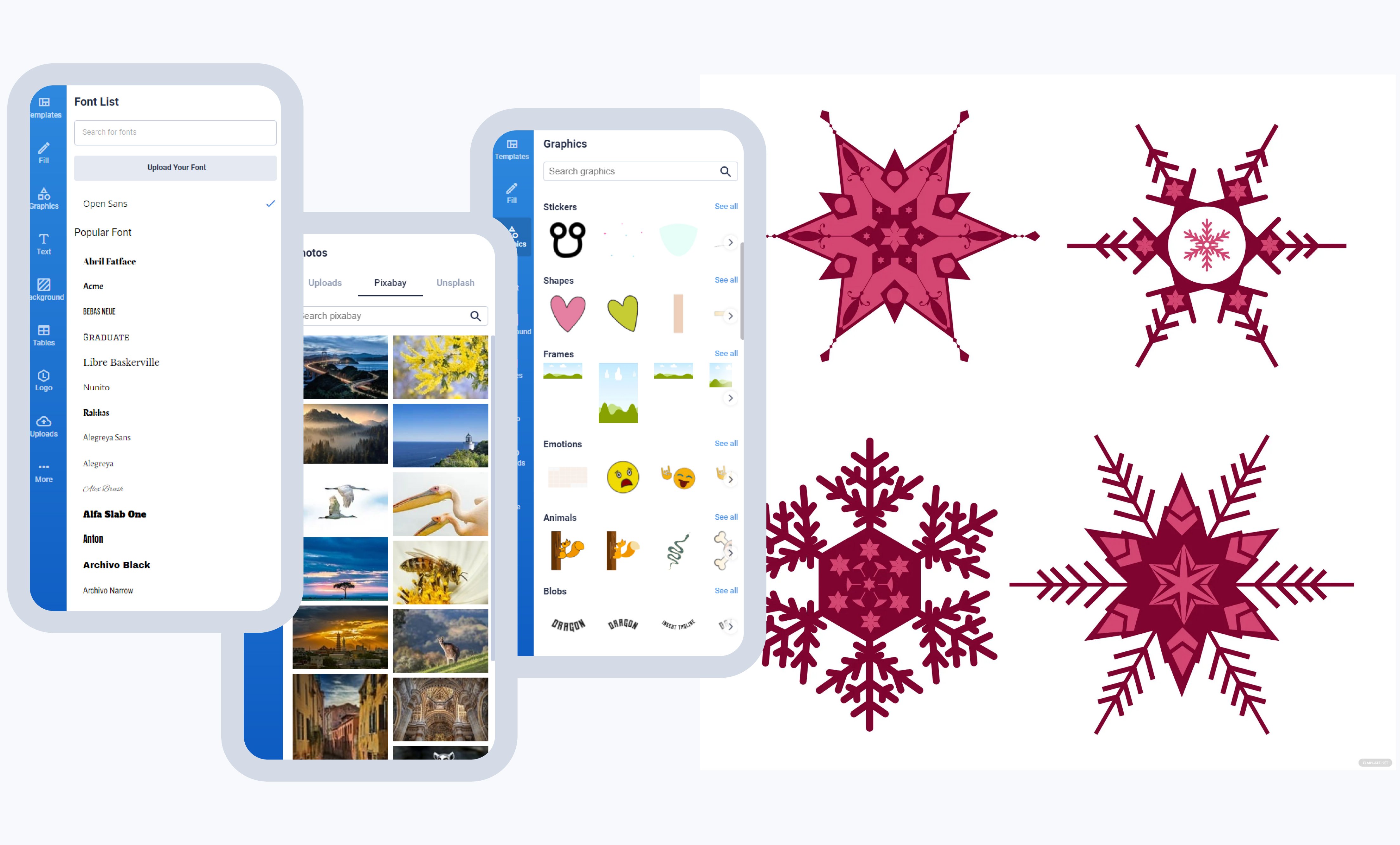 Snowflake Maker with Images and Backgrounds