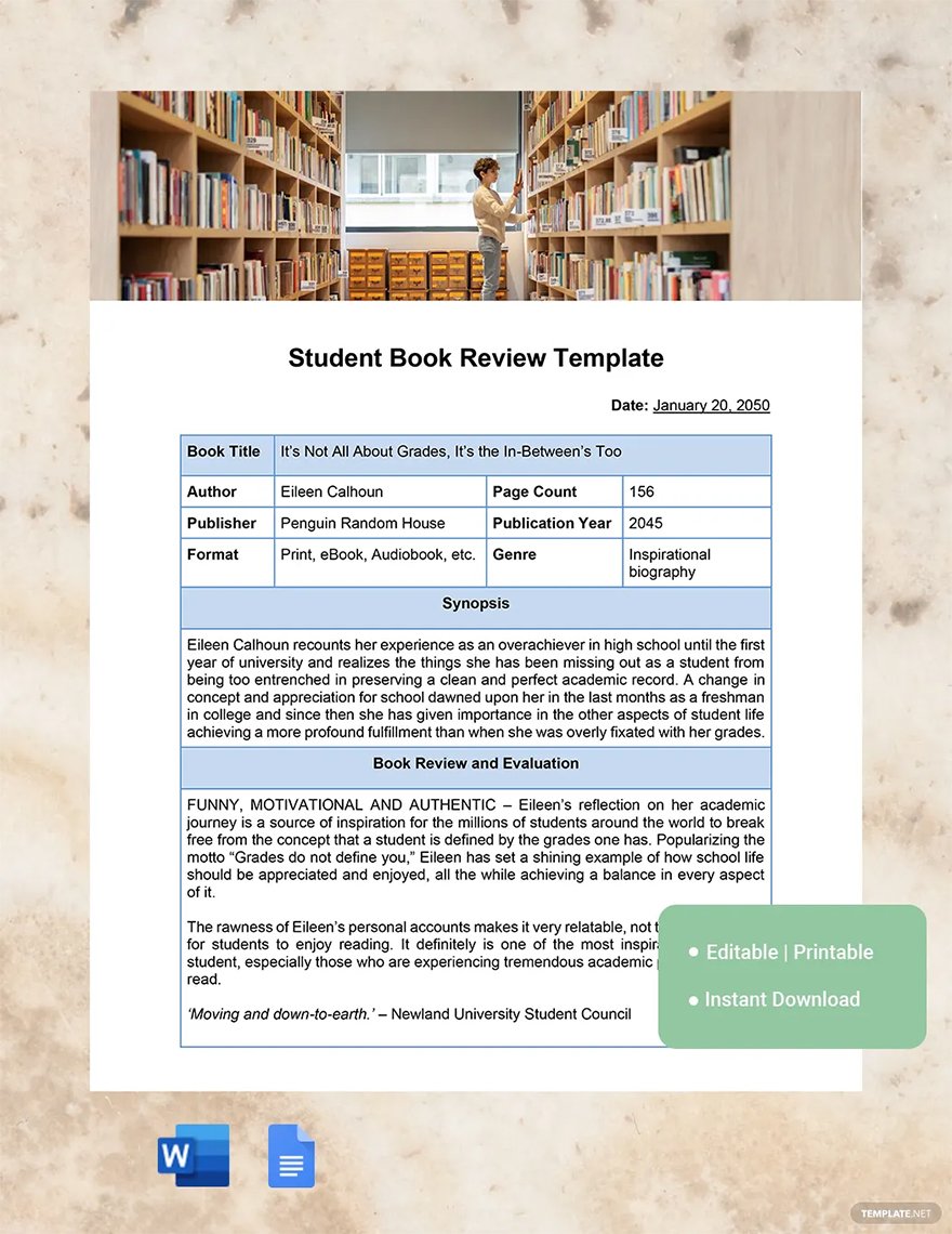 online student book reviews