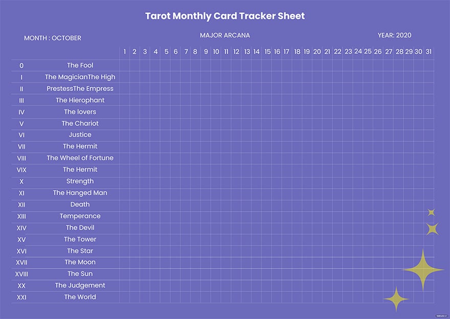 tarot monthly card tracker