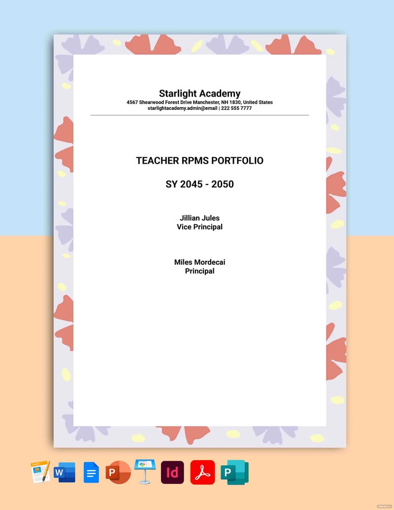 teacher rpms portfolio template