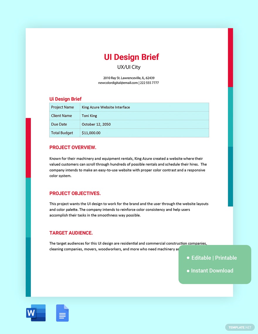 ui design brief ideas and examples